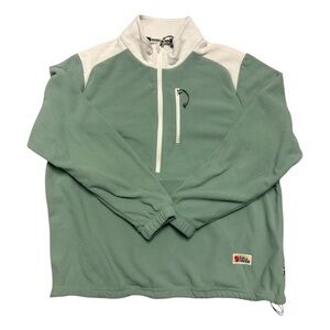 Fjallraven Quarter Zip Sweater, Size XL Women's, Green and Cream